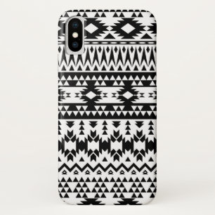 Black and White Aztec geometric vector pattern iPhone X Case