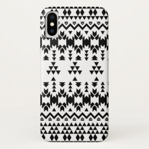 Black and White Aztec geometric vector pattern iPhone X Case