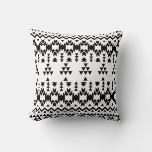 Black and White Aztec geometric vector pattern Cushion