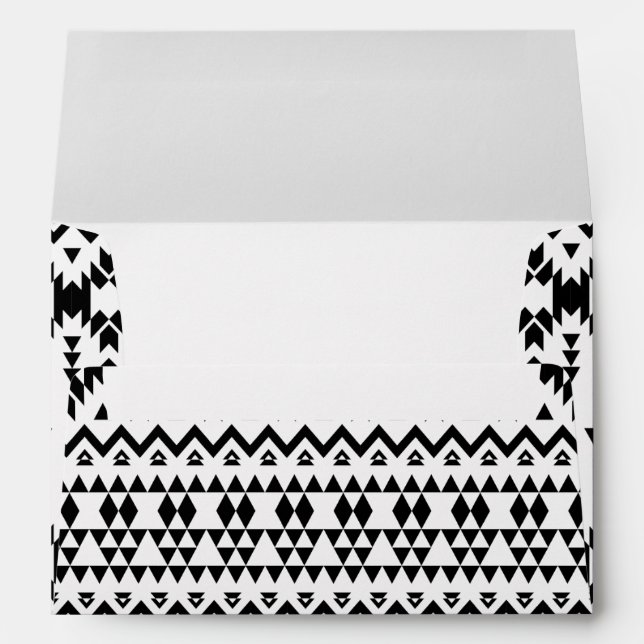 Black and White Aztec geometric vector pattern Envelope (Back (Bottom))