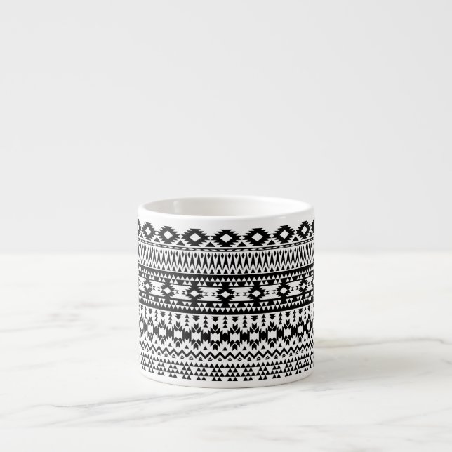 Black and White Aztec geometric vector pattern Espresso Cup (Front)