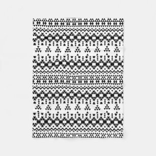 Black and White Aztec geometric vector pattern Fleece Blanket