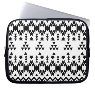 Black and White Aztec geometric vector pattern Laptop Sleeve
