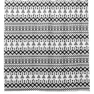 Black and White Aztec geometric vector pattern Shower Curtain