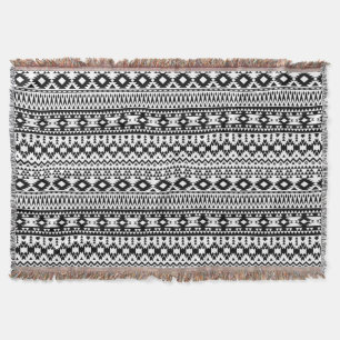 Black and White Aztec geometric vector pattern Throw Blanket