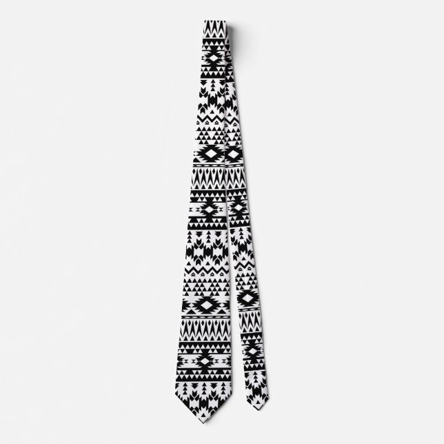 Black and White Aztec geometric vector pattern Tie (Front)