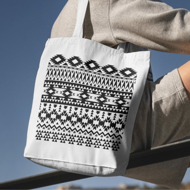 Black and White Aztec geometric vector pattern Tote Bag (Creator Uploaded)