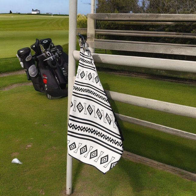 Black And White Aztec Golf Towel (Golf towel)