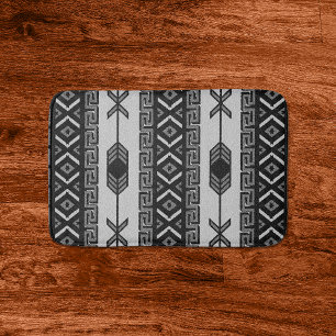 Black And White Aztec Pattern Southwest Tribal Bath Mat