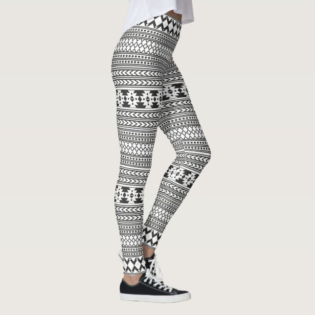 Black And White Aztec Print Leggings (Right)