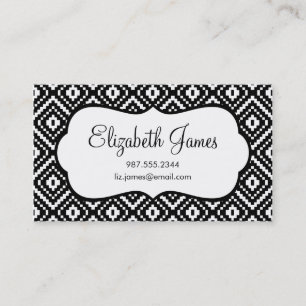 Black and White Aztec Tribal Print Business Card