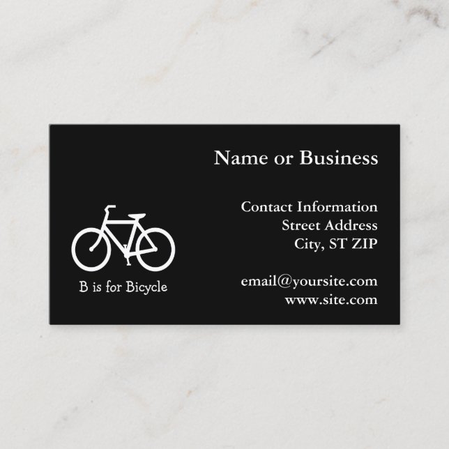 Black and White B is for Bicycle Business Card (Front)