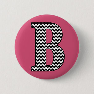 Black and White "B" Monogram Round Button