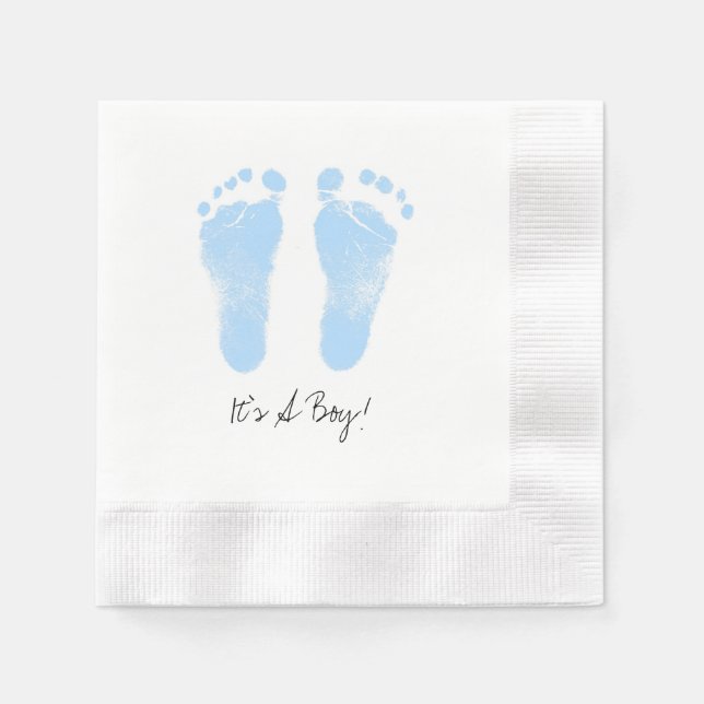 Black and White Baby Footprints Napkin (Front)