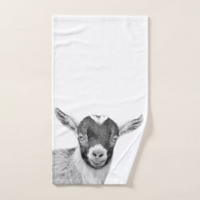 Black and White Baby Goat Photo Bath Towel Set (Hand Towel)