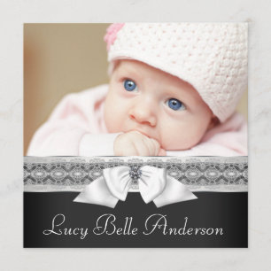 Black and White Baby Photo Birth Announcement
