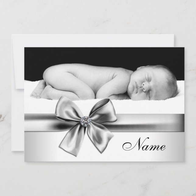 Black and White Baby Photo Birth Announcements (Front)
