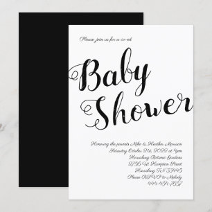 Black and White Baby Shower Gender Neutral Co-ed Invitation