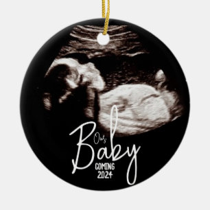 Black and White Baby Ultrasound Christmas Ceramic Tree Decoration