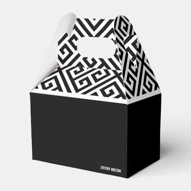Black and white bachelor party gift favour box (Front Side)