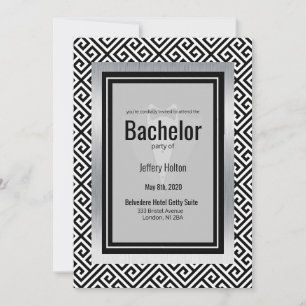 Black and white bachelor party save the date