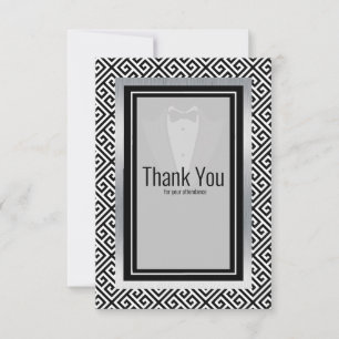 Black and white bachelor party thank you card