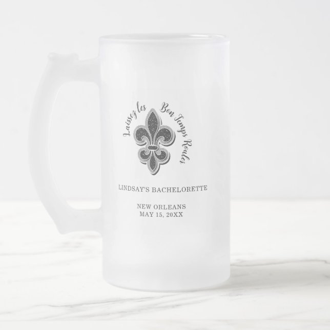 Black and White Bachelorette Party Favours Frosted Glass Beer Mug (Left)