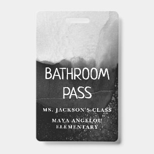Black and White Back To School Bathroom Hall Pass ID Badge
