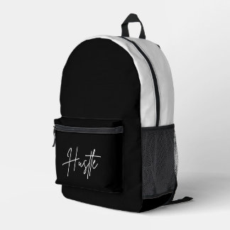 Black and White Backpack - Hustle Quote Bag