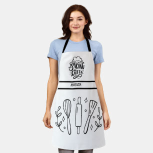 Black and White Baking Queen Typography Name  Apron