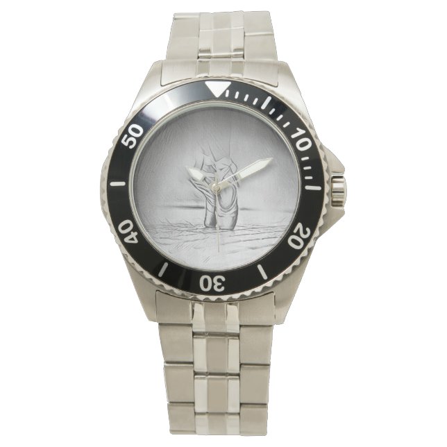 Black and White Ballet Shoes on Pointe Watch (Front)