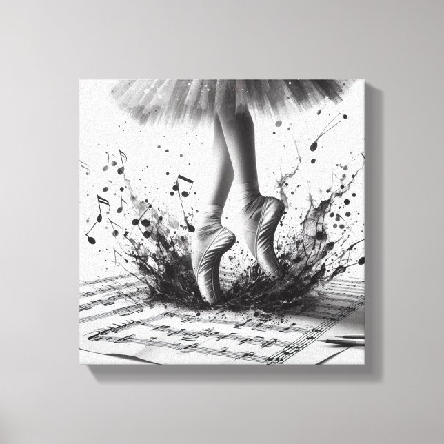 Black and White Ballet Slippers Stretched Canvas (Front)