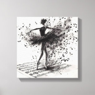 Black and White Ballet Slippers Stretched Canvas Print