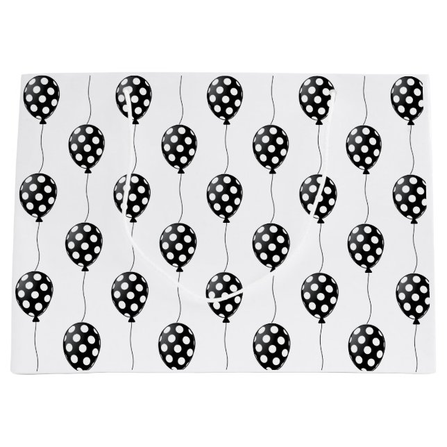 Black and White Balloons Birthday Large Gift Bag (Front)