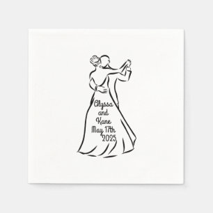 Black-and-White Ballroom Dancers Wedding Cocktail Napkin