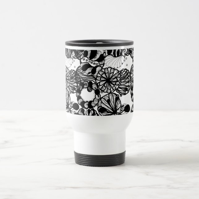 BLACK AND WHITE BALLS TRAVEL MUG (Center)