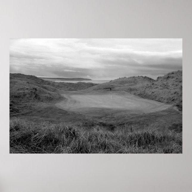black and white Ballybunion links golf course Poster (Front)
