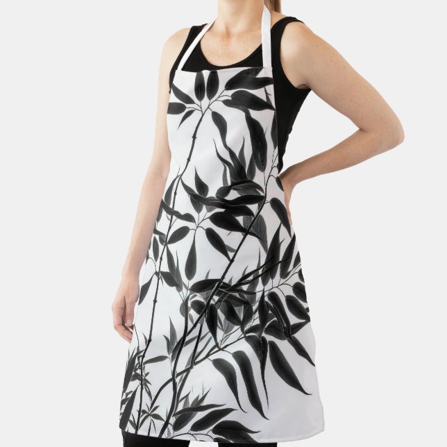 Black and White Bamboo Plant Apron (Insitu)