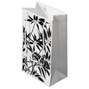 Black and White Bamboo Plant Small Gift Bag