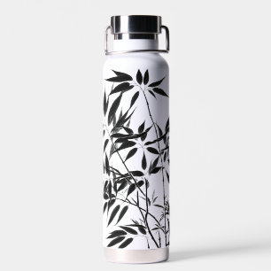 Black and White Bamboo Plant Water Bottle