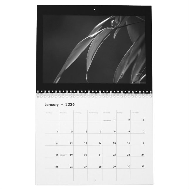 Black and White Bamboo Zen 2015 Calendar (Jan 2026)