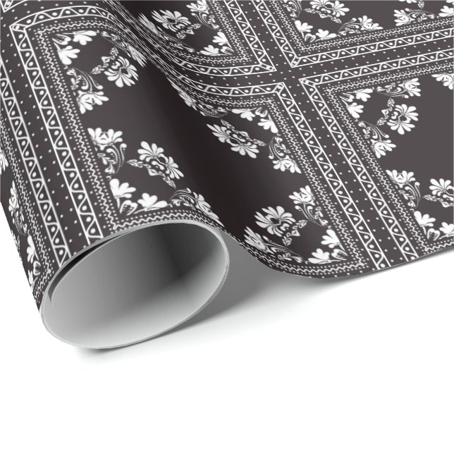 black and white bandanna design wrapping paper (Roll Corner)
