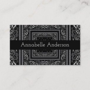 Black and White Bandanna Personalise Business Card