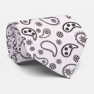 Black and White Bandanna Print Necktie