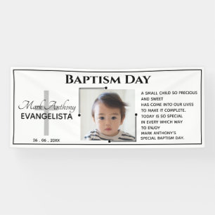 Black and White BAPTISM DAY Event Party Banner