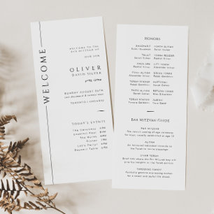 Black and White Bar Mitzvah Program Card Timeline