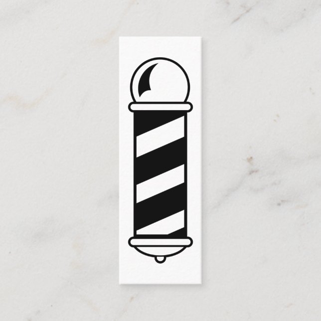 Black and White Barber Shop Pole Card (Front)
