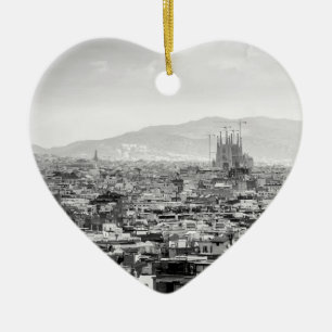 Black and White Barcelona Ceramic Tree Decoration