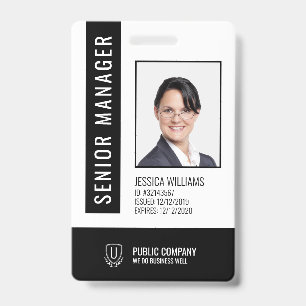 Black and White Barcode Staff Employee ID Badge