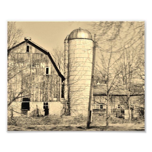 Black and White Barn 10x8 Photographic Print (Front)